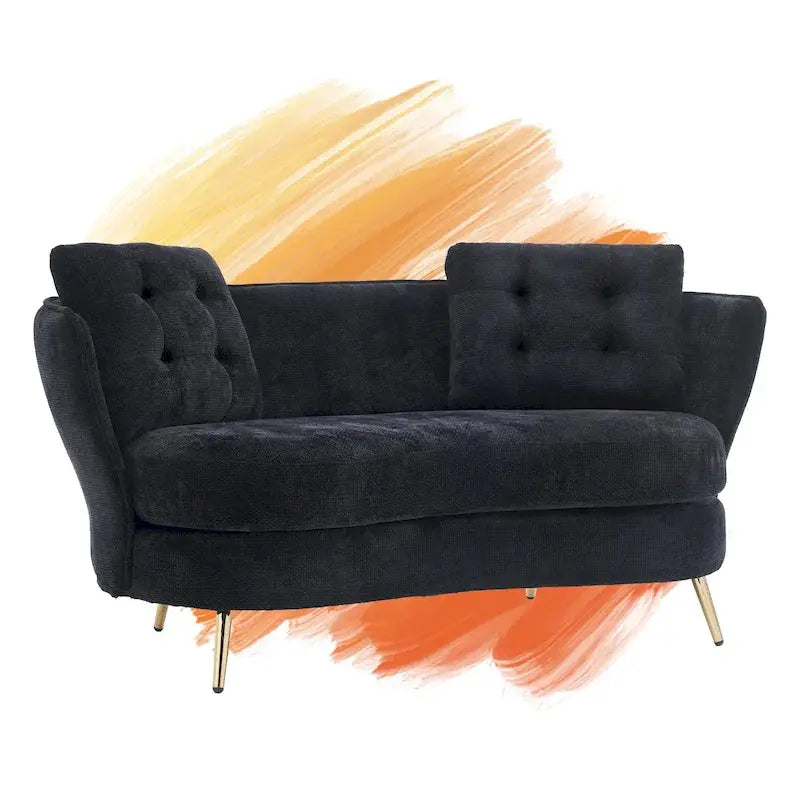 Velvet Loveseat with Gilded Metal Legs â€?Modern Living Room Sofa