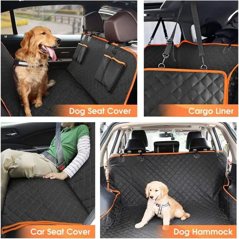 Waterproof Dog Car Seat Cover â€?Scratchproof, Nonslip Backseat Protector with Side Flaps & 4 Bags