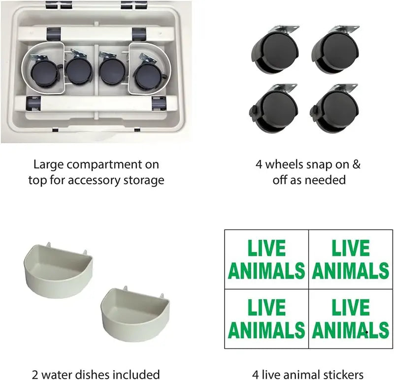 SportPet Designs Rolling Travel Dog Crate â€?Airline-Approved Plastic Kennel with Wire Door, XXX-Large Size, Gray
