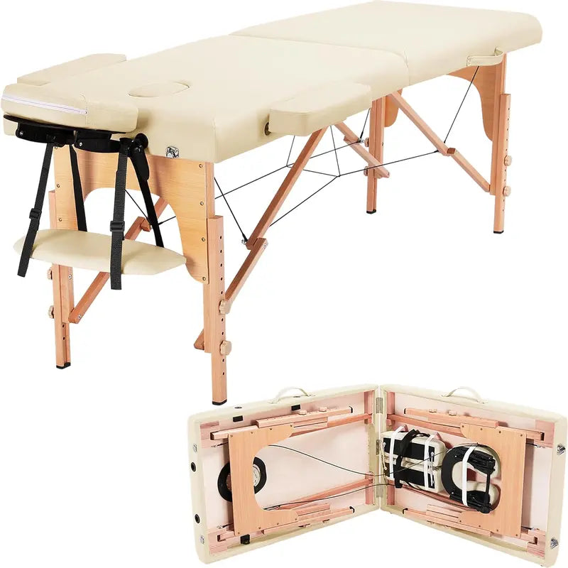 Yaheetech Portable Folding Massage Table â€?Adjustable 2-Fold Spa Bed with Carry Bag, Black