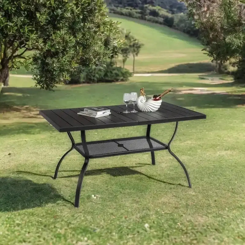 Wrought Iron Patio Dining Table â€?59â€?Rectangular Outdoor Surface