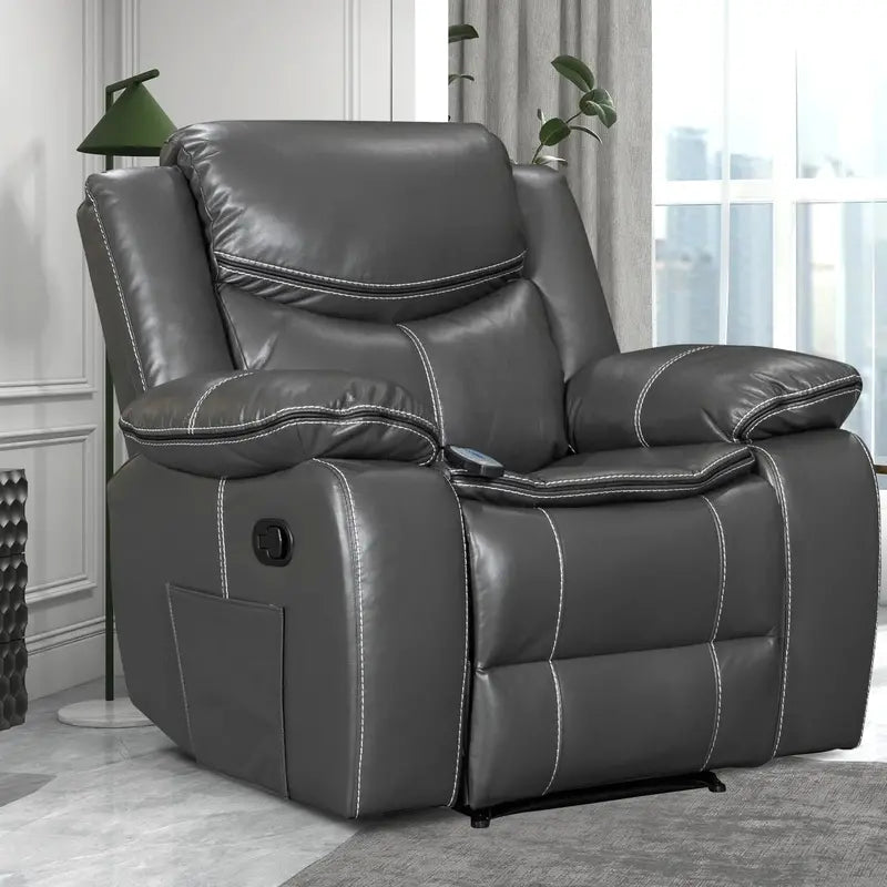 Wide-Seat Leather Recliner with Massage & Heating Functions â€?Premium Comfort Lounge Chair