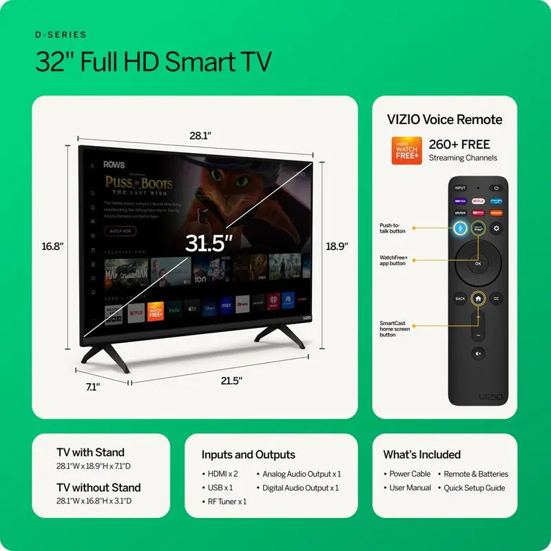 VIZIO 32  Class D-Series FHD LED Smart TV