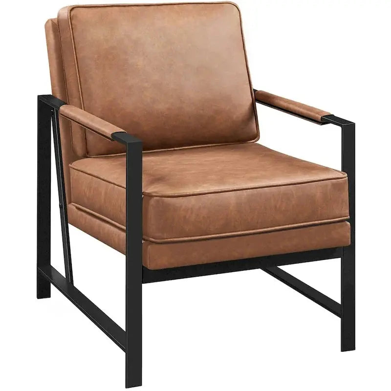 Yaheetech Retro Faux Leather Accent Lounge Chair â€?Vintage-Inspired Upholstered Seating
