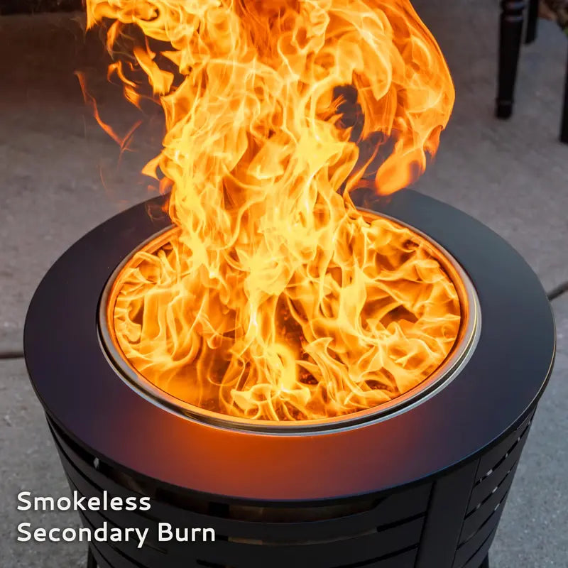 TIKI Brand Smokeless Patio Fire Pit, 25â€?Stainless Steel with Stand & Cover, Low Smoke & Easy Clean-Up
