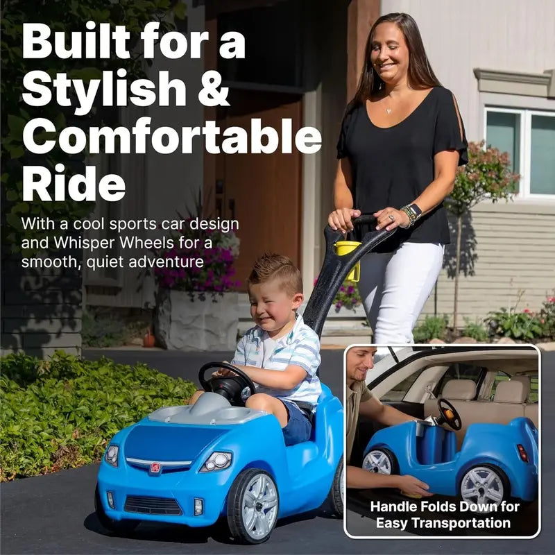 Step2 Whisper Ride II Pink Ride-On Car â€?Push Toy with Seat Belt, Compact Foldable Design, Stroller Alternative for Toddlers