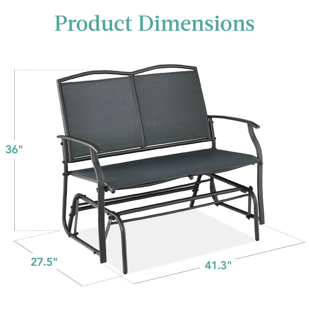Best Choice Products 2 - Person Outdoor Swing Glider, Steel Patio Loveseat, Bench Rocker W/ Armrests - Gray
