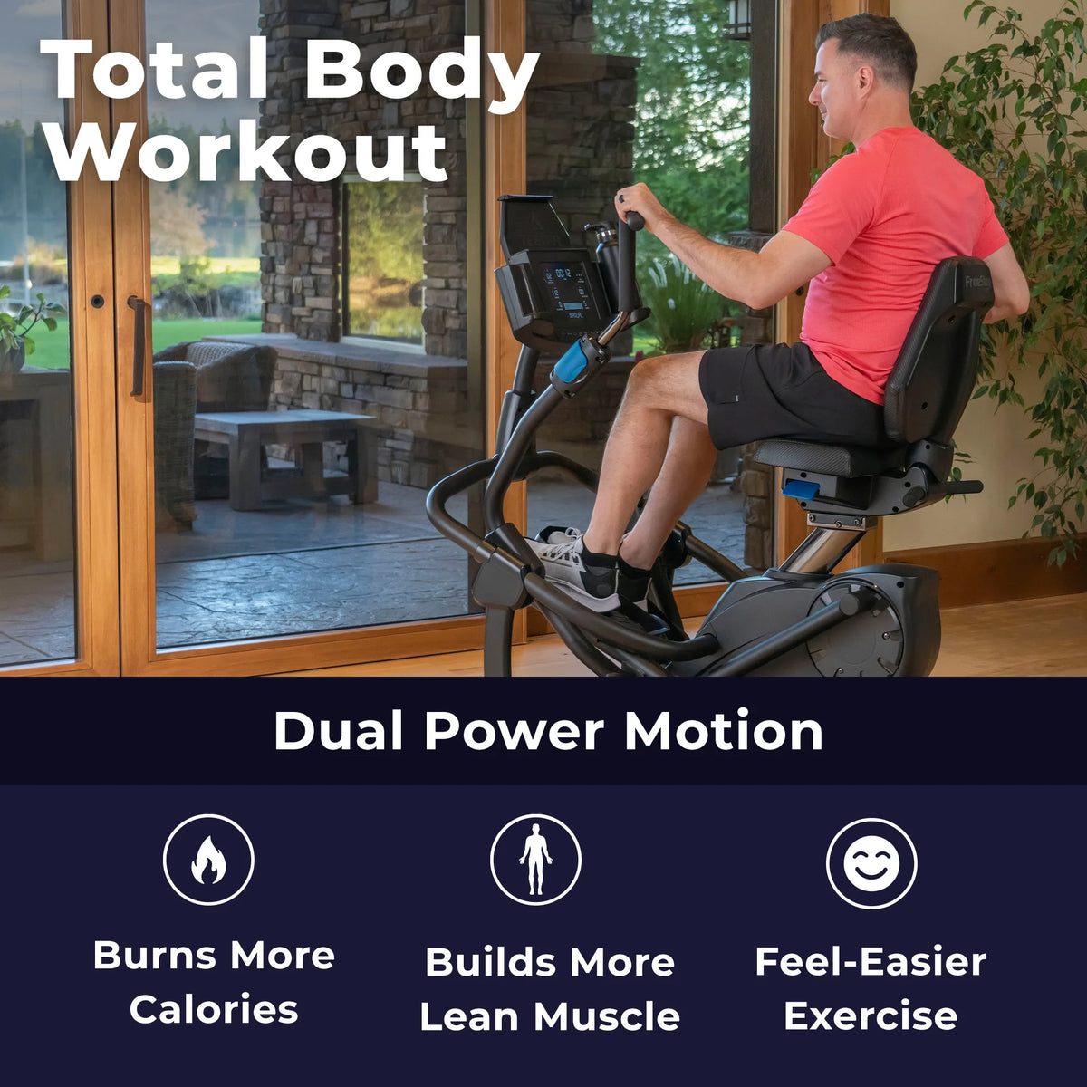 Freestep LT7 Recumbent Cross Trainer Stepper - Zero - Impact Exercise W/Patented Physical Therapy Stride Technology; LCD Console W/21 Programs, Bluetooth HRM Compatible; Free App W/Trainer - LED Workouts