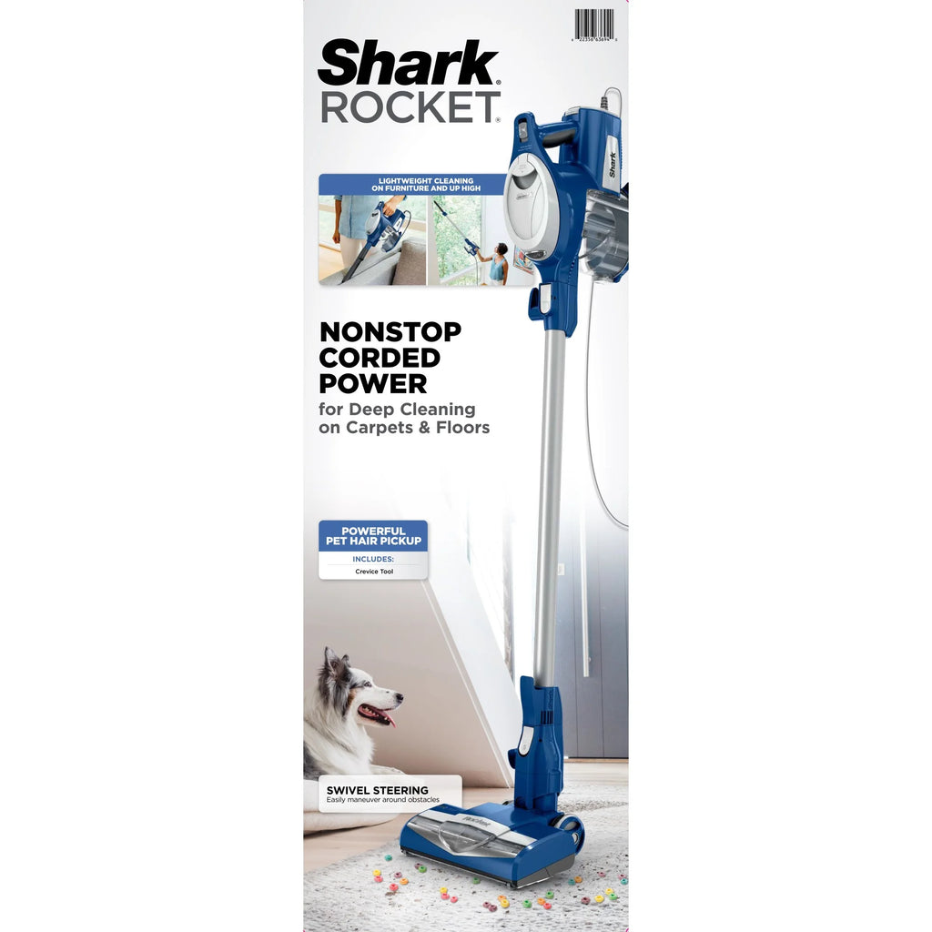 Shark Rocket Ultra - Light Corded Stick Vacuum Cleaner, Blue - Lightweight, Bagless, for Carpet & Hard Floors