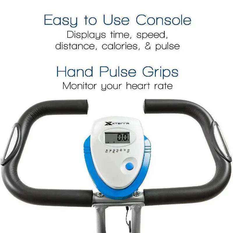 XTERRA FB350 Folding Exercise Bike â€?Silver Frame, Magnetic Resistance & Space-Saving Home Fitness