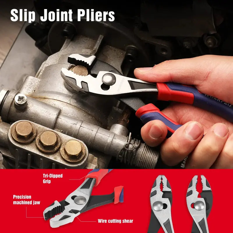 WORKPRO Premium CR-V Pliers Set â€?4-Piece Durable Construction Tool Collection