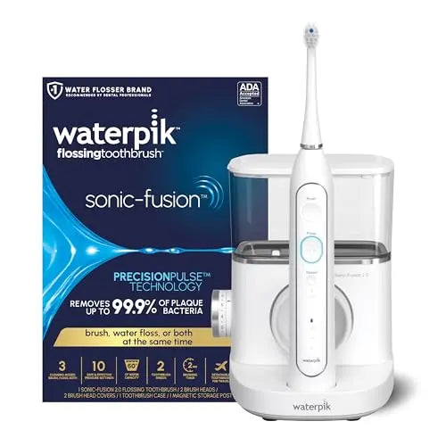 Waterpik Sonic-Fusion 2.0 Professional Flossing Toothbrush & Water Flosser Combo â€?White SF-04