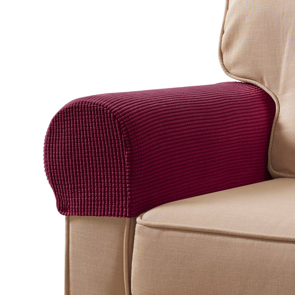 Subrtex Spandex Stretch Armrest Covers Set of 2 (Wine)