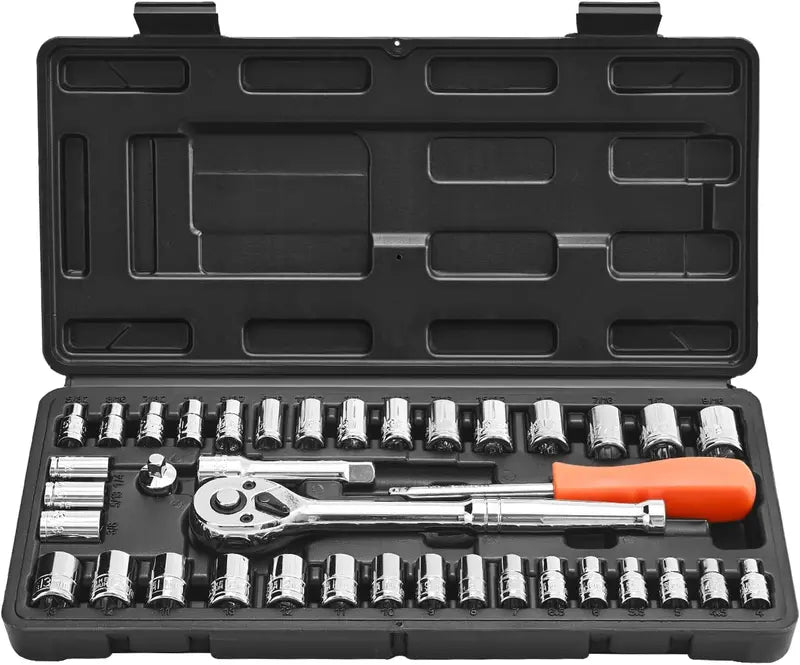 VEVOR Professional Mechanics Tool Set â€?Metric & Standard Socket Kit with Deep and Regular Sockets