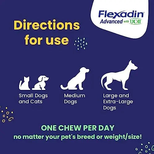 Vetoquinol Flexadin Advanced Hip & Joint Supplement with UC-II Collagen, 60 Vet-Approved Chews for Dogs & Cats