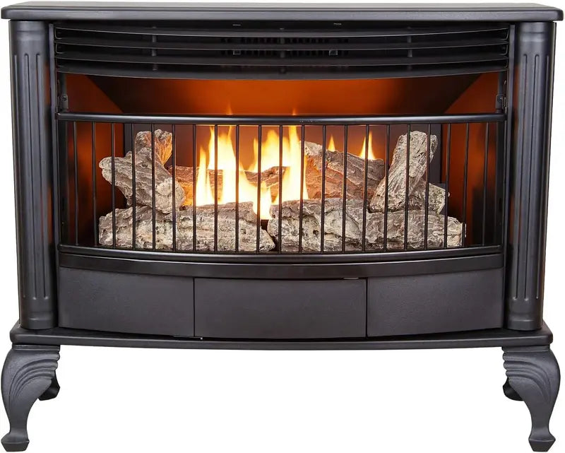 Vent-Free Dual-Fuel Freestanding Fireplace â€?25,000 BTU with Built-In Thermostat