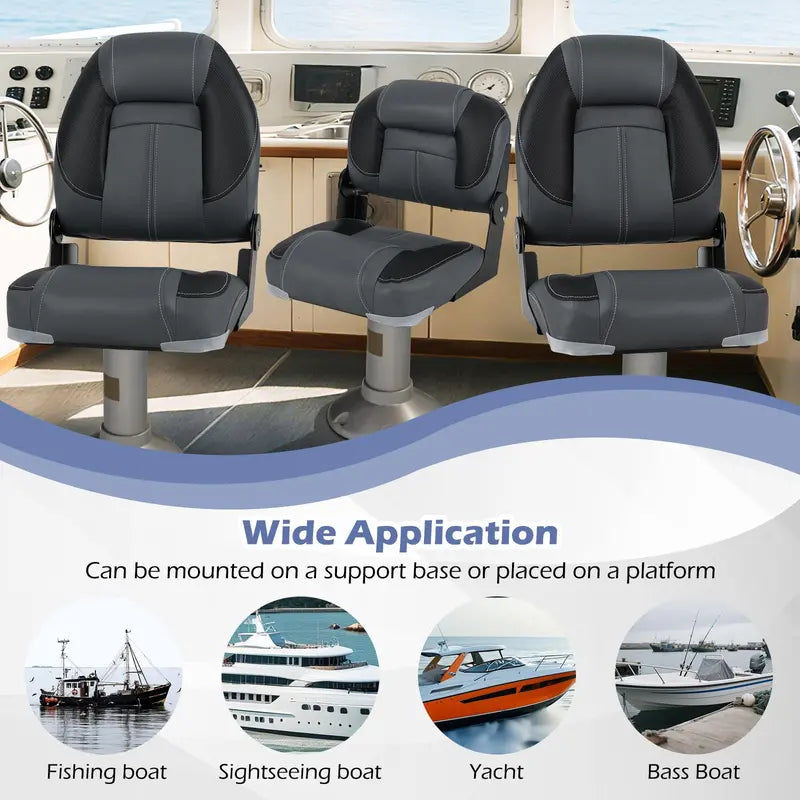 Three-Pack Adjustable Folding Boat Seats â€?Includes Two High-Back and One Low-Back Bass Boat Chair with 28D Foam Cushioning