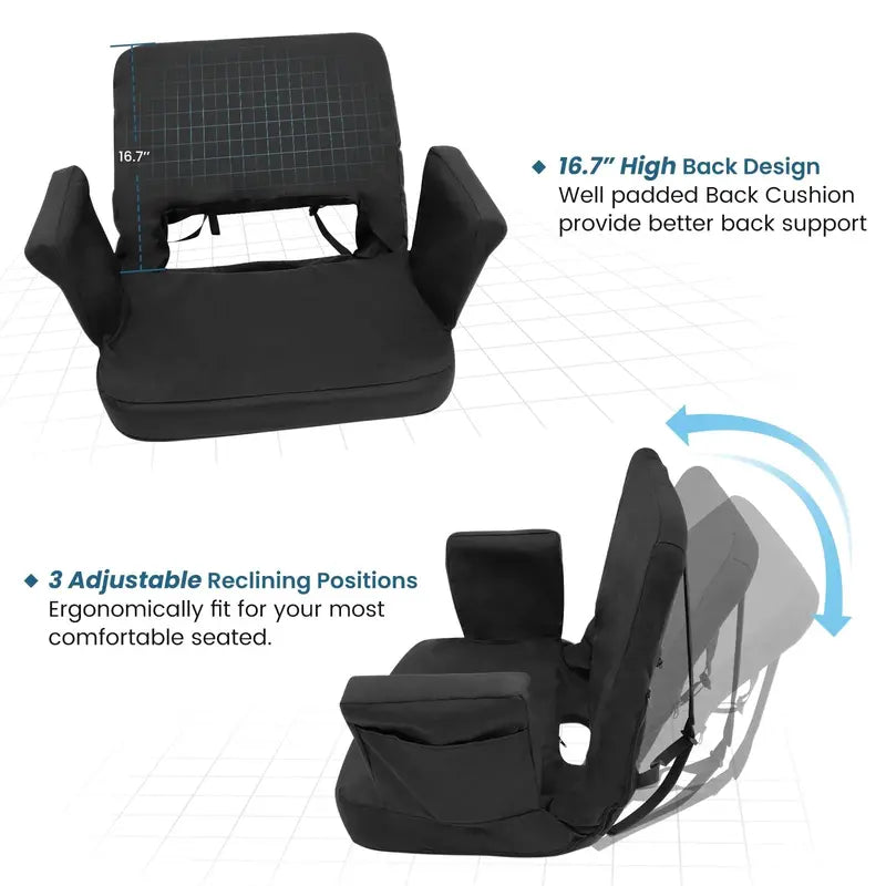 TOPSKY Stadium Seat with Back Support, 18.7â€?Wide, Reclining, Padded, Waterproof, Portable