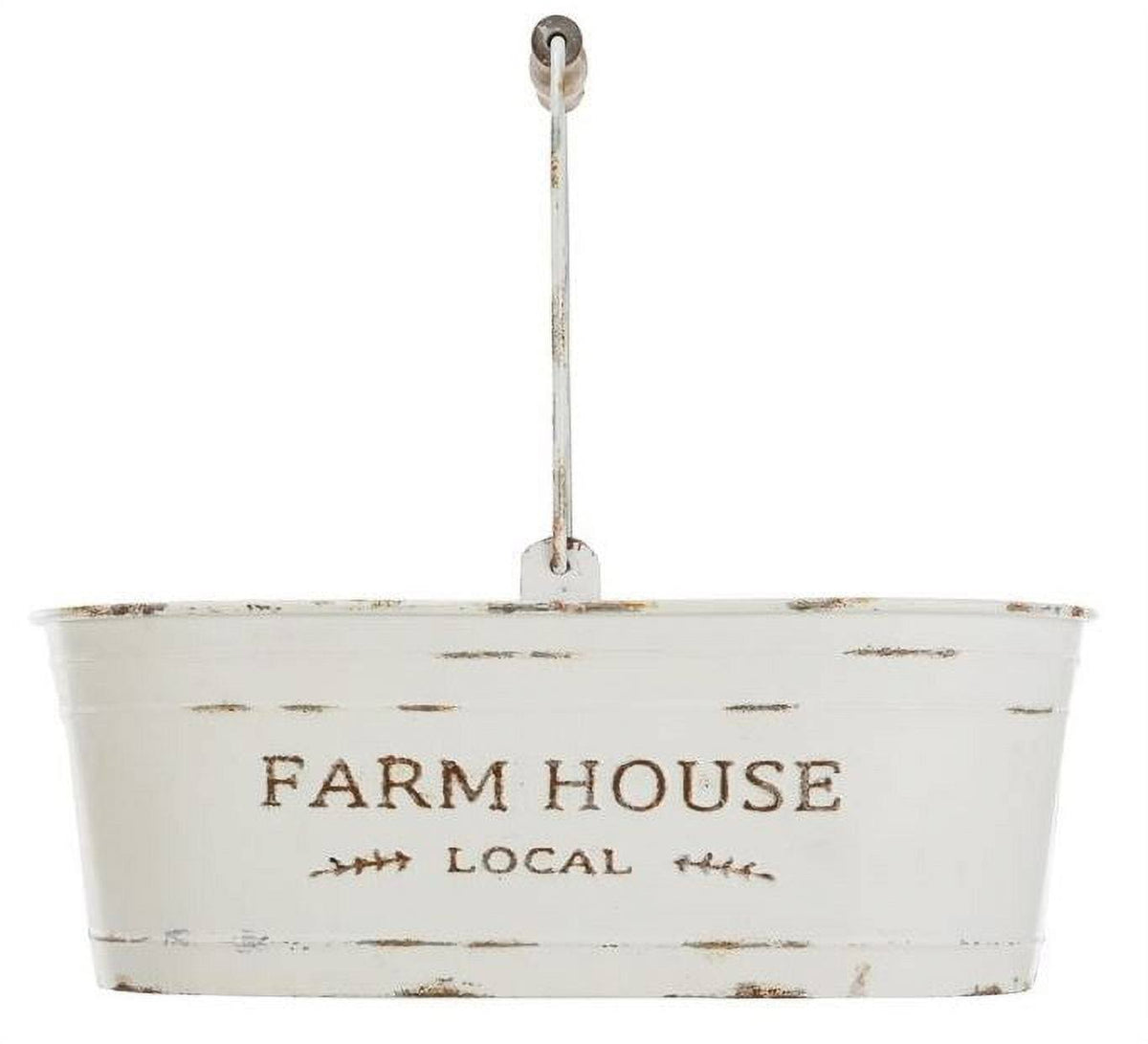 Mainstays White Oval Farmhouse Bucket for Artificial Floral with Handle - Each