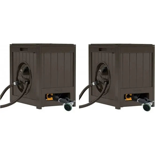 Suncast Aquawinder Auto-Rewind Hose Reel â€?125 ft Capacity, Water-Powered, Java Finish (2-Pack)