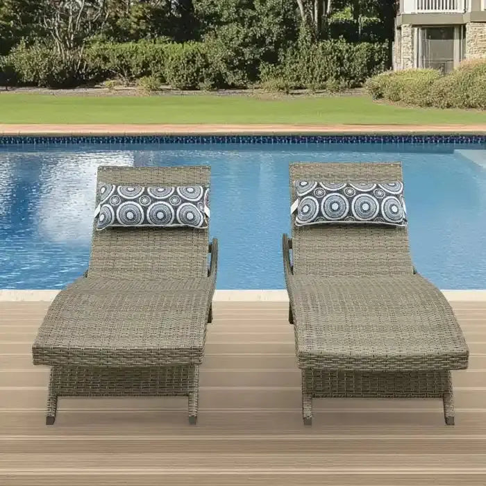 Weatherproof Wicker Chaise Lounge Set â€?Two-Piece Outdoor Lounging Collection