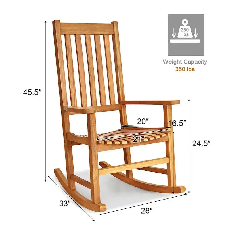 Solid Hardwood Rocking Chair â€?Classic Porch or Indoor-Outdoor Relaxation Seating