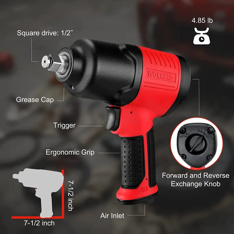 WORKPRO 1/2â€?Air Impact Wrench for Automotive Tire Changes & Mechanical Repairs