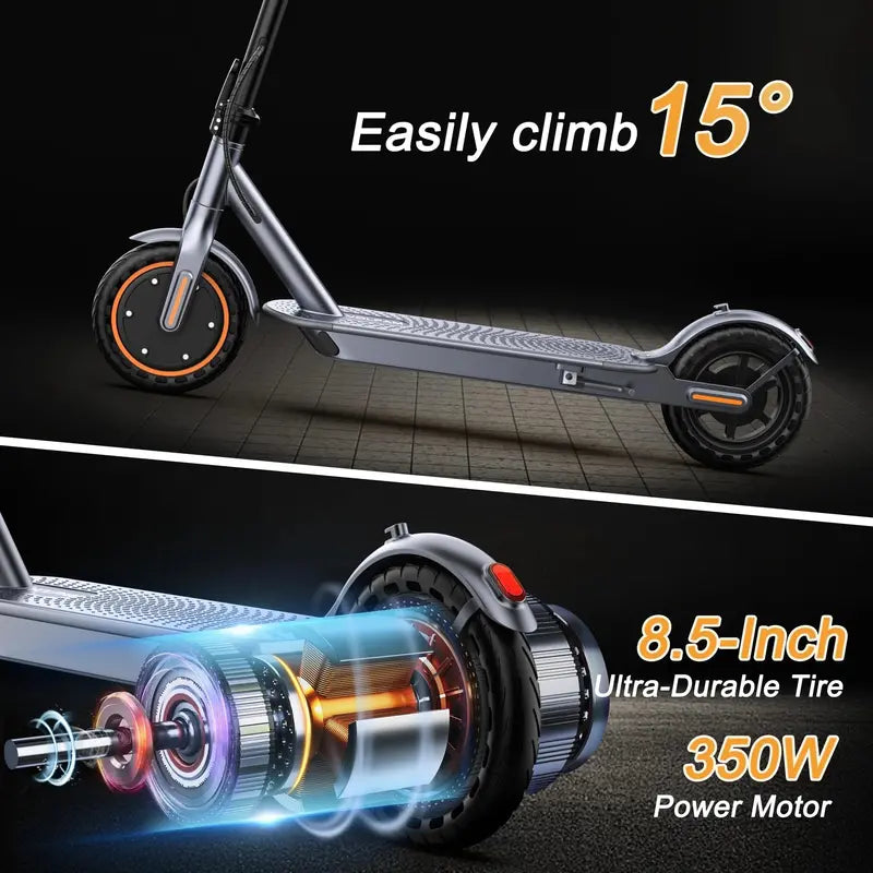 VOLPAM SP03 Folding Electric Scooter, 350W Motor, 21 Mile Range, 19 MPH Speed, App Control, Solid Tires, UL2272 Certified