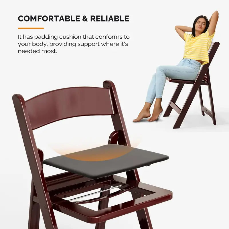 VINGLI Resin Folding Chair â€?Lightweight Plastic Seat with Cushioned Comfort and Easy Storage