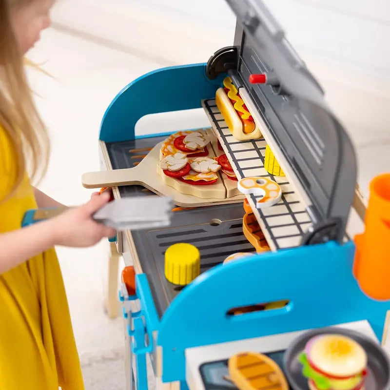 Wooden Luxury Pretend Grill & Pizza Oven Toy â€?Smoker-Inspired Cooking Role-Play Set