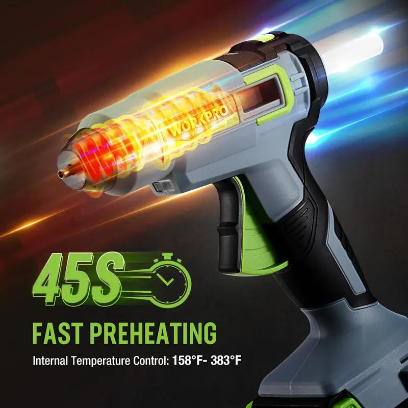 WORKPRO 20V Cordless Hot Glue Gun Kit â€?Includes 12 Glue Sticks & 2.0Ah Lithium-Ion Battery