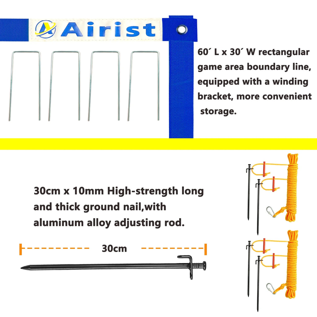 Airist Heavy Duty Volleyball Net Outdoor with Steel Anti - Sag System, Adjustable Aluminum Poles, Professional Volleyball Nets Set for Backyard and Beach, Volleyball and Carrying Bag (Blue)
