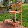 Weather-Resistant Fir Wood Potting Bench â€?Outdoor Garden Table with Lattice Back & Shelf Storage
