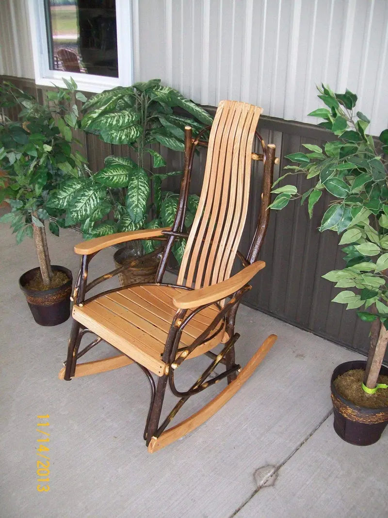 Walnut-Finished Rocking Chair Designed for Covered Outdoor Living Spaces