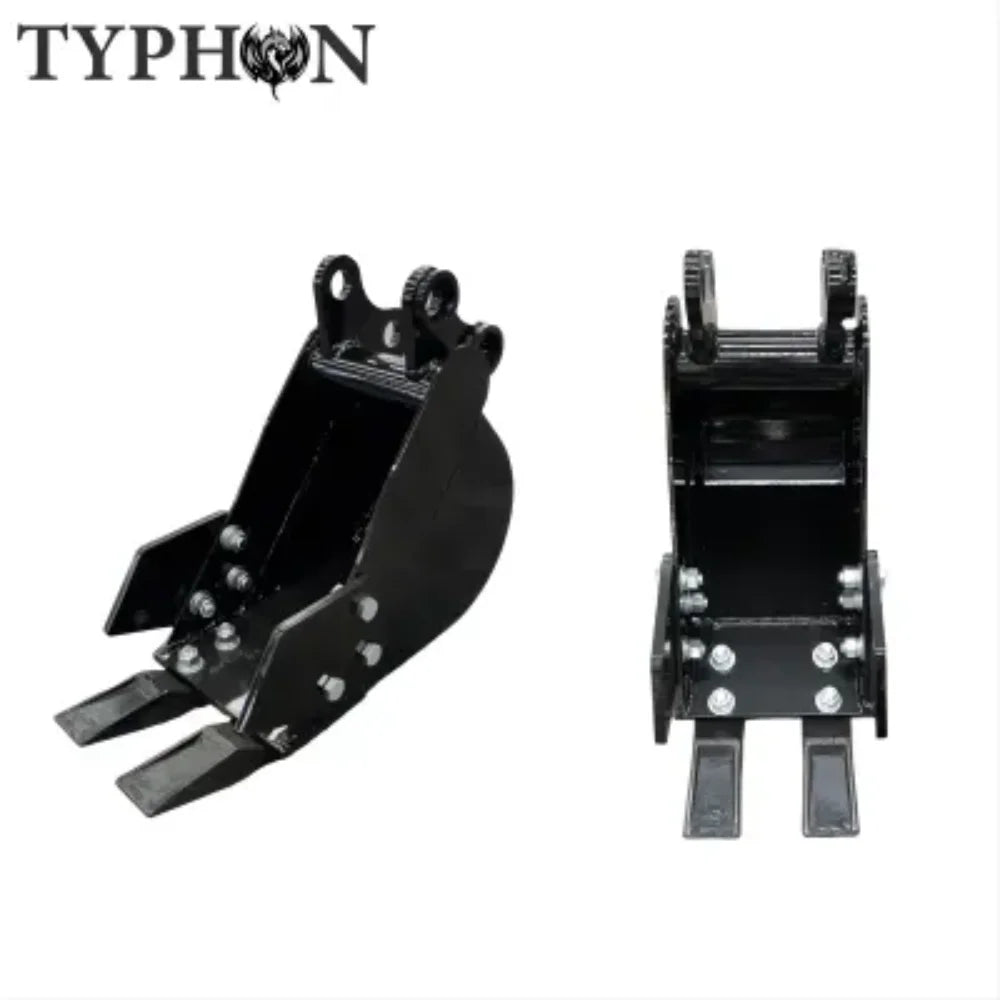 TYPHON 10 - in - 1 Mini Excavator Attachment Bundle - Quick Coupler, Buckets, Rake, Ripper, Auger, Grapple, Tilt Bucket & Hydraulic Hammer - Fits 0.6 - 2 Ton Excavators, Heavy - Duty Tools Kit