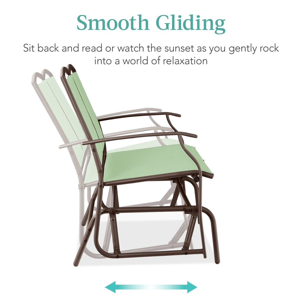 Best Choice Products 2 - Person Outdoor Swing Glider, Steel Patio Loveseat, Bench Rocker W/ Armrests - Gray