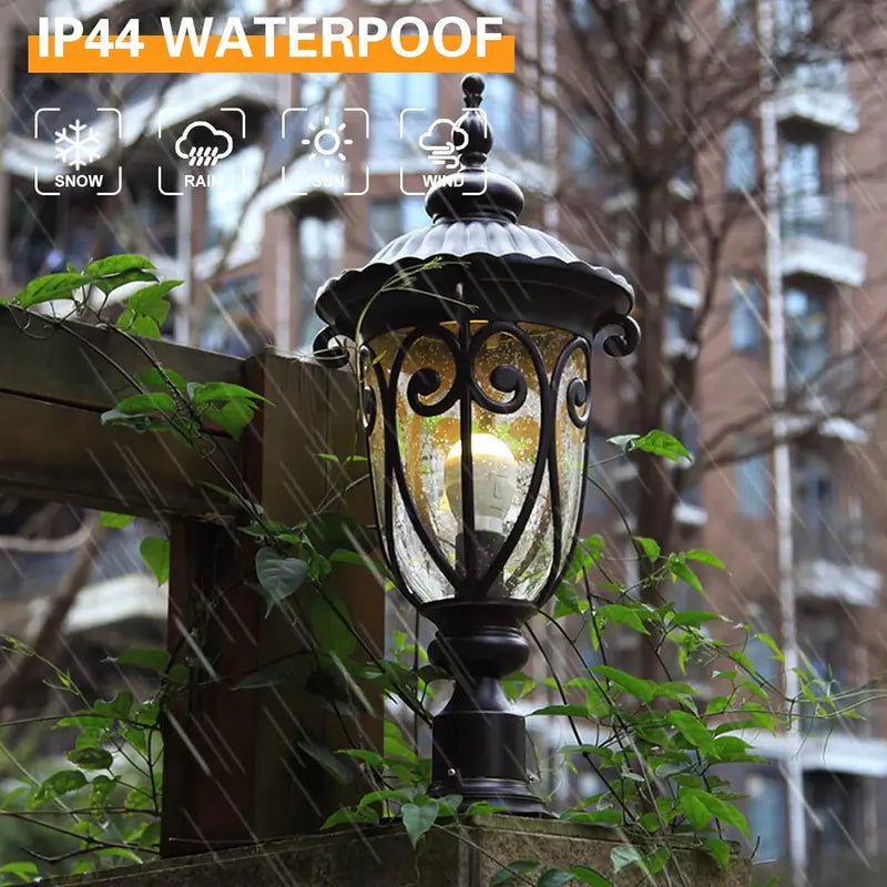 Vintage-Style 23â€?Outdoor Wall Sconces (2-Pack) â€?Aluminum Bronze-Finish Lanterns with Clear Seeded Glass Shades for Porches & Garages