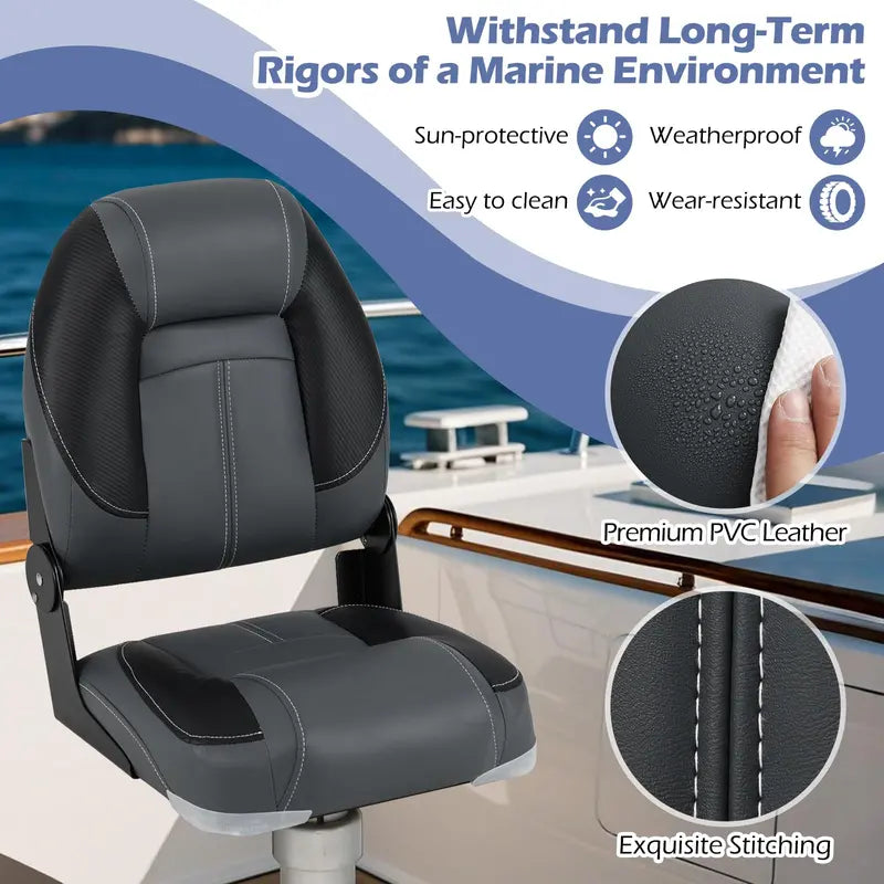 Three-Pack Adjustable Folding Boat Seats â€?Includes Two High-Back and One Low-Back Bass Boat Chair with 28D Foam Cushioning