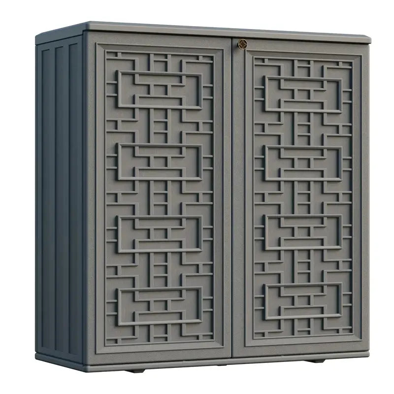 Weatherproof Outdoor Storage Cabinet â€?Off-White Plastic with Interior Shelf