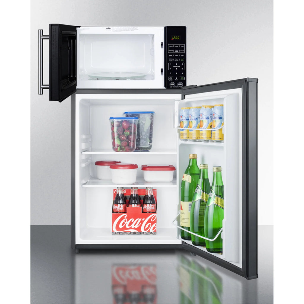 Compact All - Refrigerator in Black and Microwave with Built - in Allocator, with Brackets Included (Ships in 3 Boxes on One Pallet)