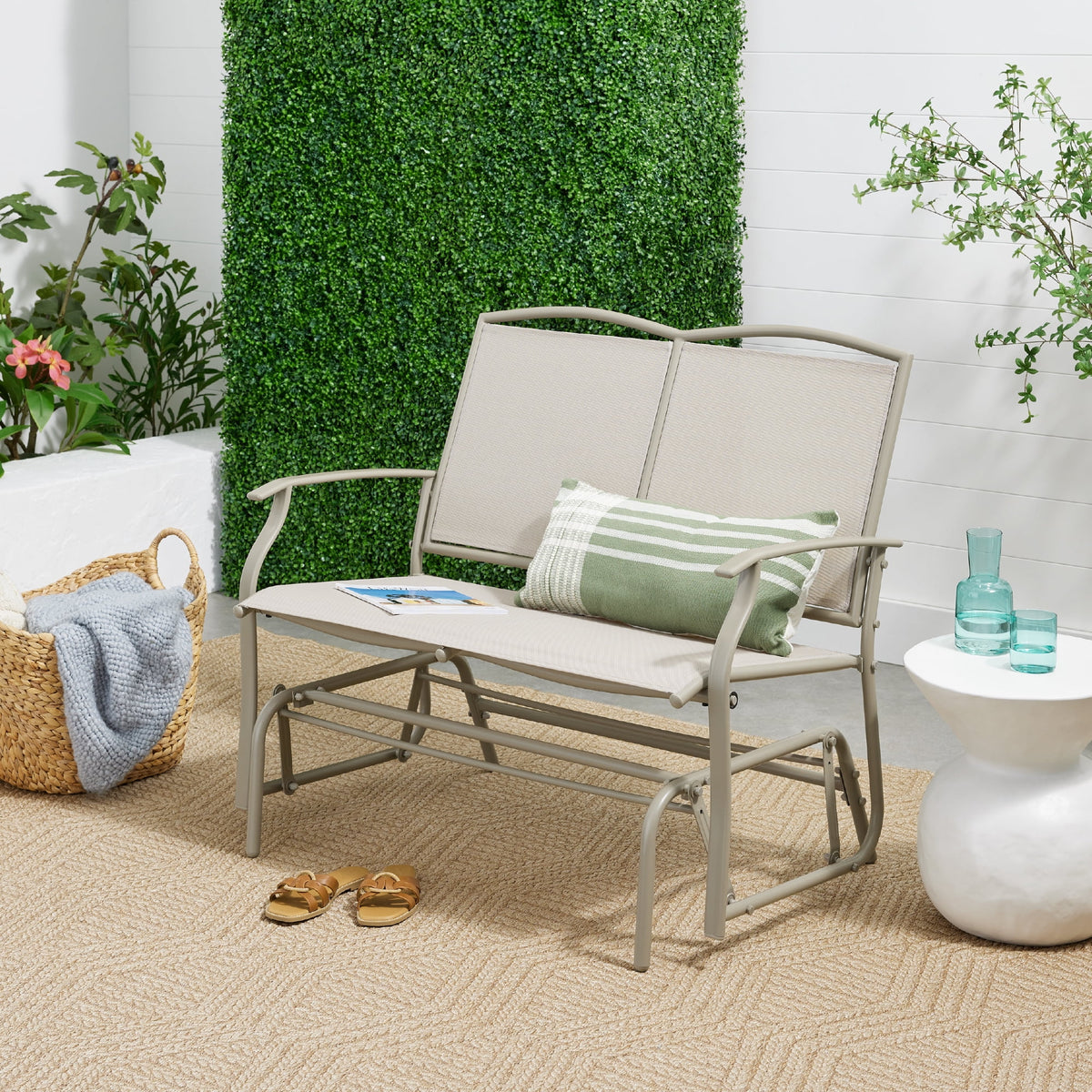 Best Choice Products 2 - Person Outdoor Swing Glider, Steel Patio Loveseat, Bench Rocker W/ Armrests - Gray