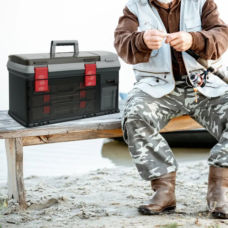 Spacious Tackle Storage Box â€?Large Portable Fishing Organizer with Compartmentalized Layout