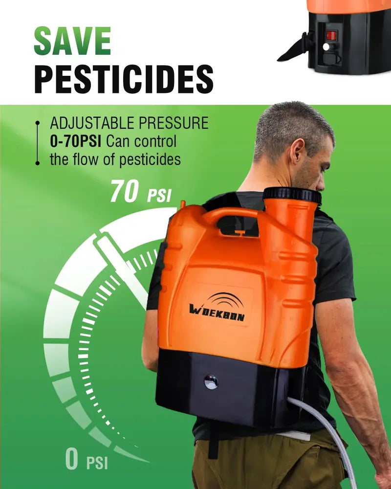 WOEKBON 4-Gallon Electric Garden Sprayer â€?Rechargeable Pump Sprayer for Pesticides and Fertilizers