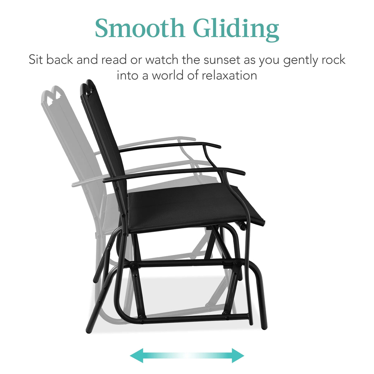 Best Choice Products 2 - Person Outdoor Swing Glider, Steel Patio Loveseat, Bench Rocker W/ Armrests - Gray