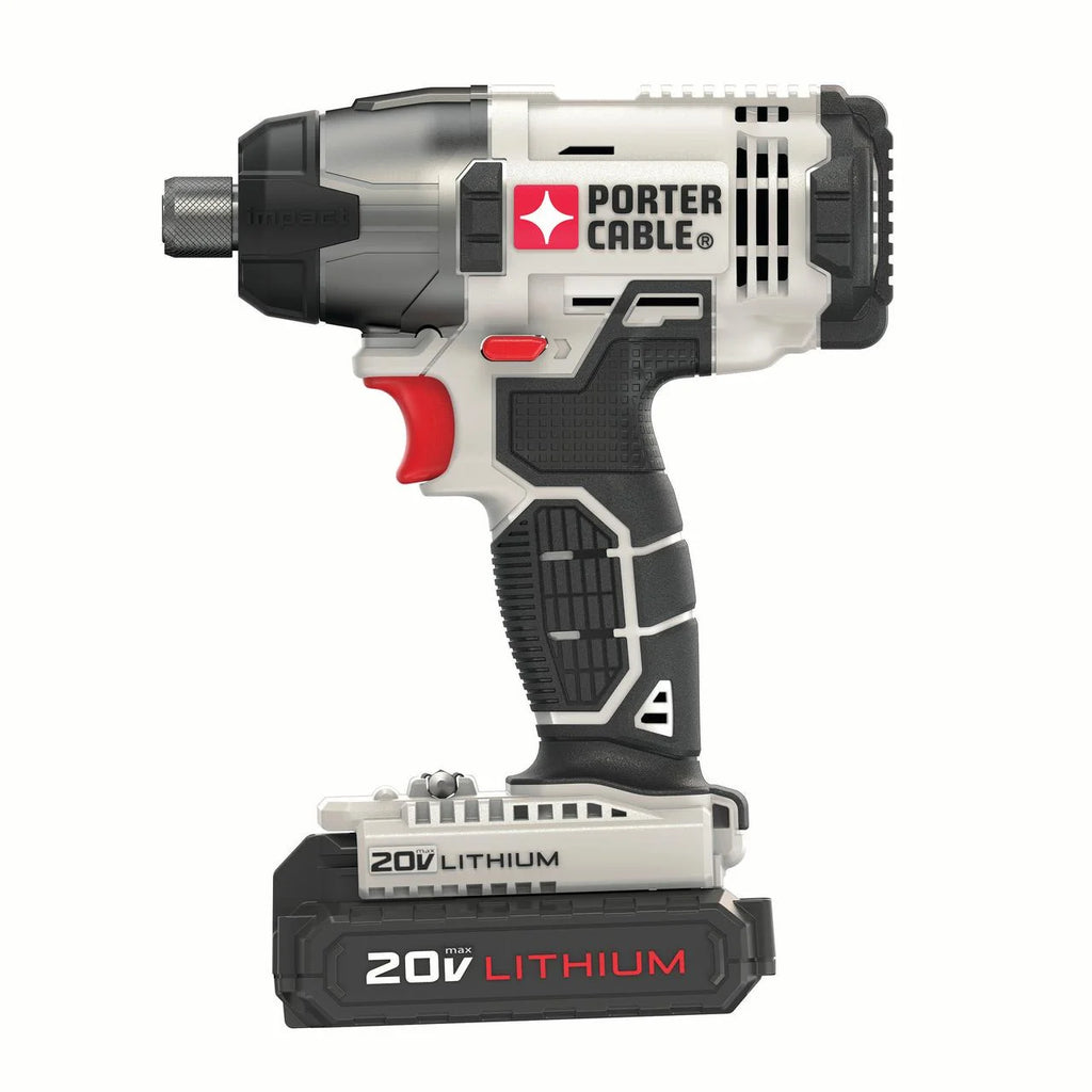 PORTER CABLE 20 - Volt Max Lithium - Ion Cordless Compact Impact Driver with 2 Batteries, PCC641LB
