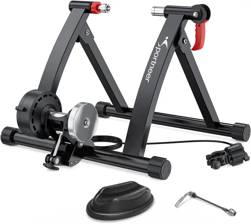 Sportneer Magnetic Indoor Bike Trainer â€?6-Level Resistance Stationary Cycling Stand with Noise-Reduction Wheel