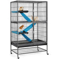 Yaheetech Rolling 2-Story Ferret Cage Small Animal Cage for Chinchilla Adult Rats Metal Critter Nation Cage w/ 2 Removable Ramps/Platforms Black