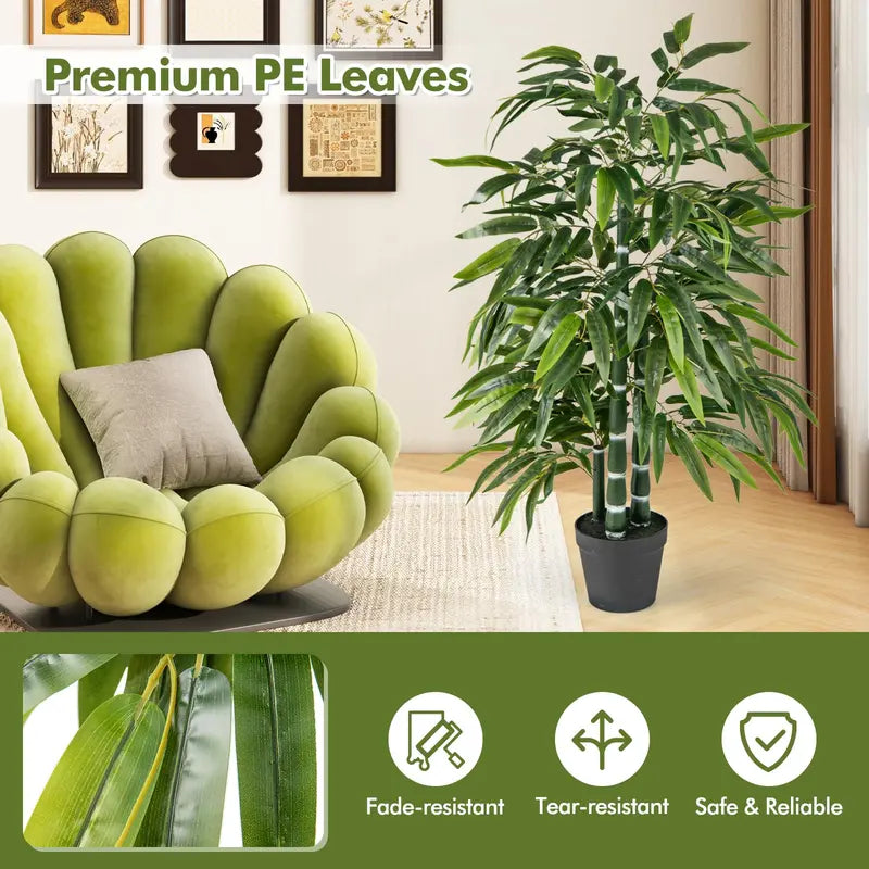 Twin 50-Inch Artificial Bamboo Trees â€?PE Trunk & Natural-Looking Faux Bamboo Plants