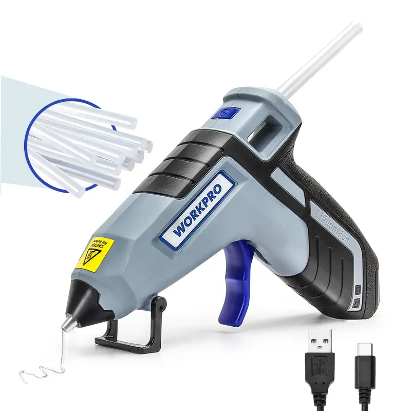 WORKPRO 3.6V Cordless Hot Glue Gun Kit â€?Low-Drip Design with 20 Mini Glue Sticks Included