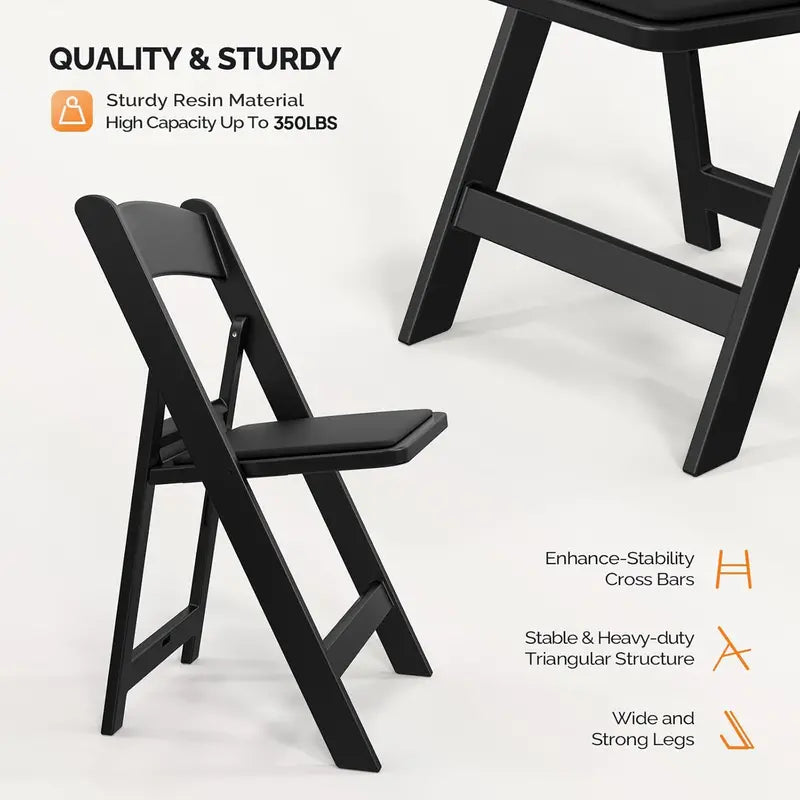 VINGLI Resin Folding Chair â€?Lightweight Plastic Seat with Cushioned Comfort and Easy Storage